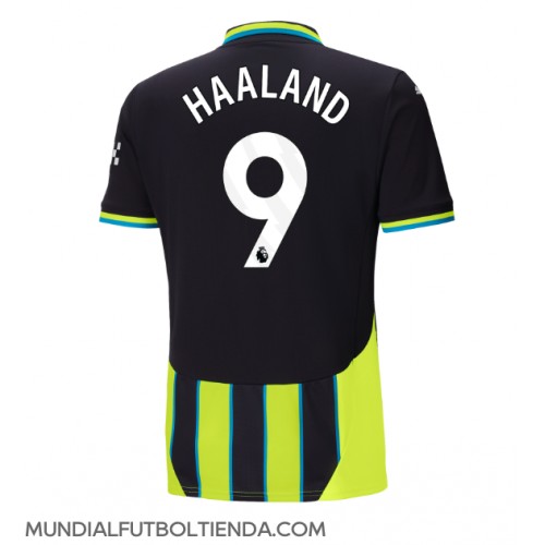 Camiseta Manchester City Erling Haaland #9 Segunda Equipación Replica 2024-25 mangas cortas